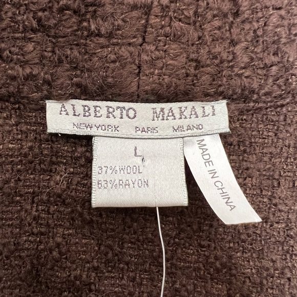 Alberto Makali Brown Wool Blend Beaded Embellished Bell Sleeve Jacket Blazer - Picture 10 of 12